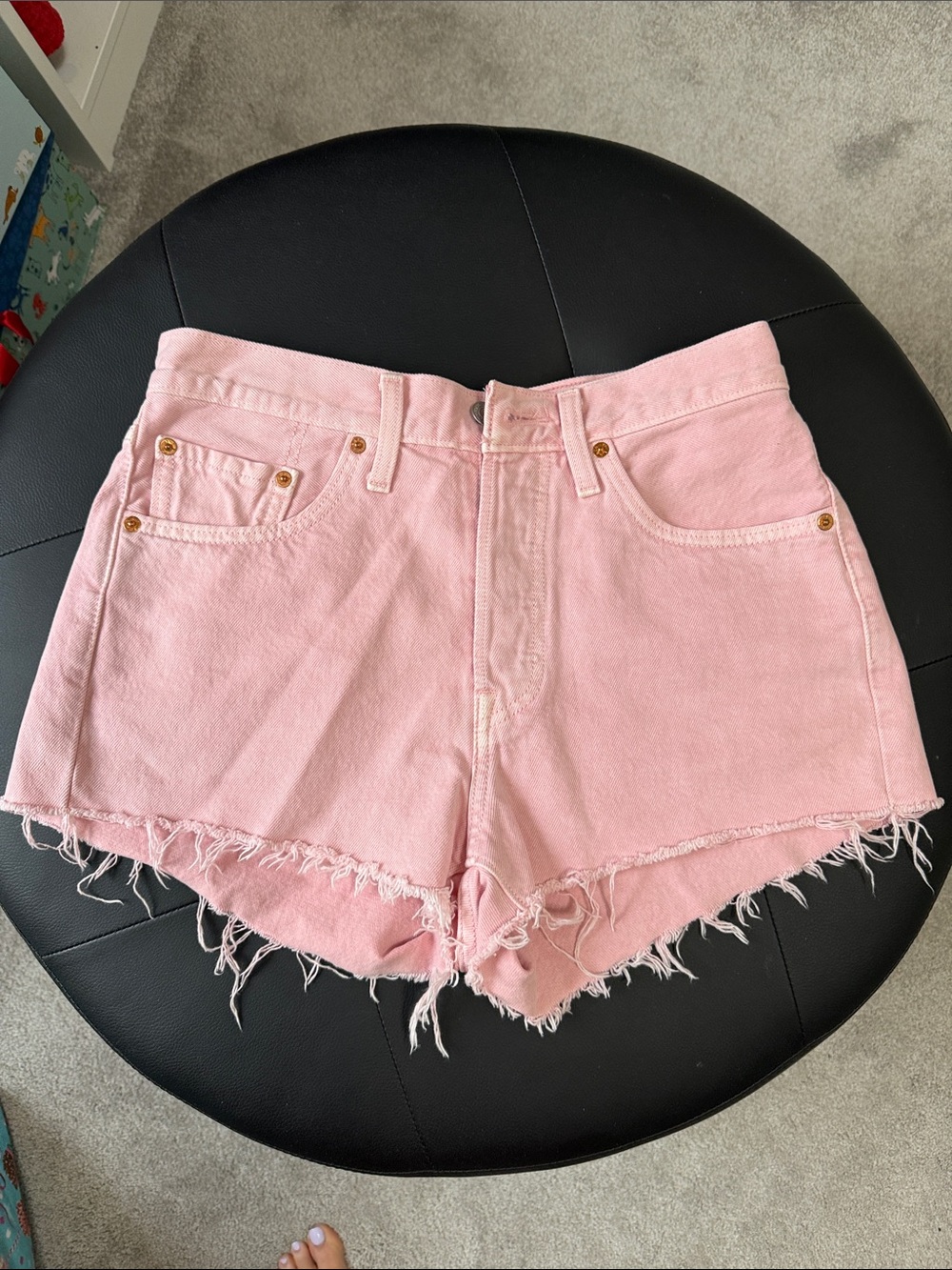 Levi's Pink Denim Cutoff Shorts with Frayed Hem